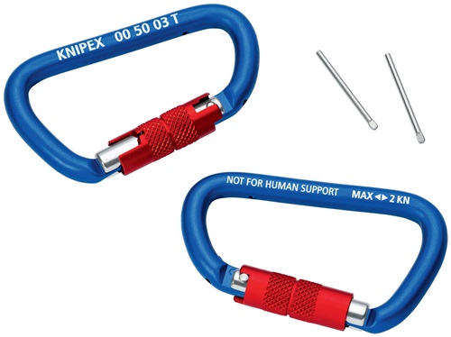 Knipex Materiaalkarabijn | lengte 81 mm | met schroefsluiting | blauw gecoat | 1 stuk - 00 50 03 T BK 00 50 03 T BK