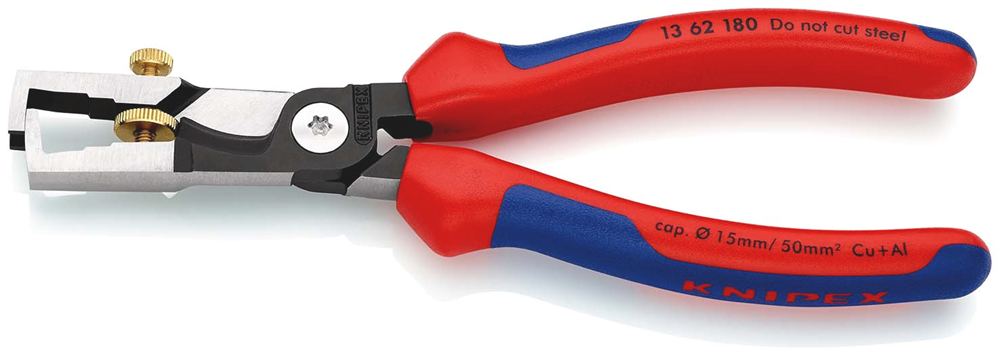 Knipex StriX® striptangen met kabelschaar | Meer-componentengrepen | Zwart geatramenteerd - 13 62 180 SB