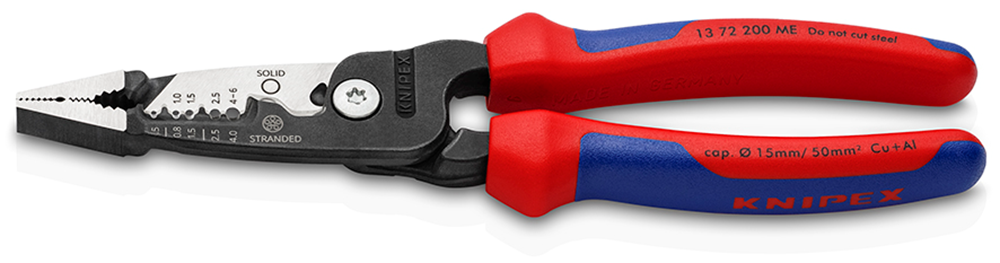 Knipex WireStripper metrisch model | Meer-componentengrepen | Zwart geatramenteerd | Lengte 200 mm - 13 72 200 ME SB