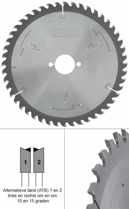 Spero 140mm hout TCT zaagblad 48 tands - asgat 20mm - SPW-140-48-20