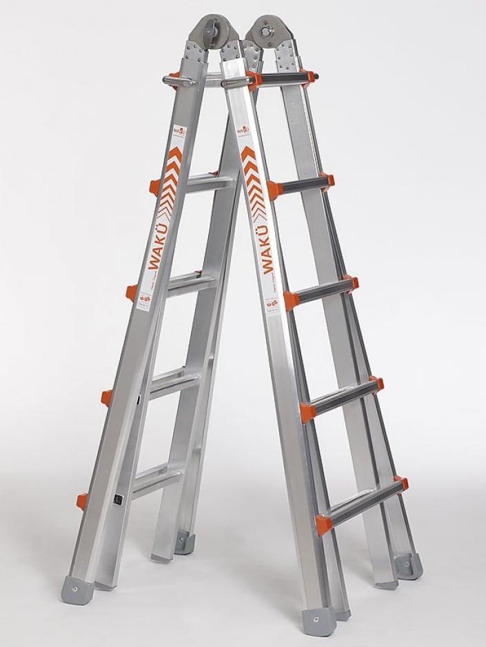 Professionele telescopische vouwladder 4x5 treden Waku