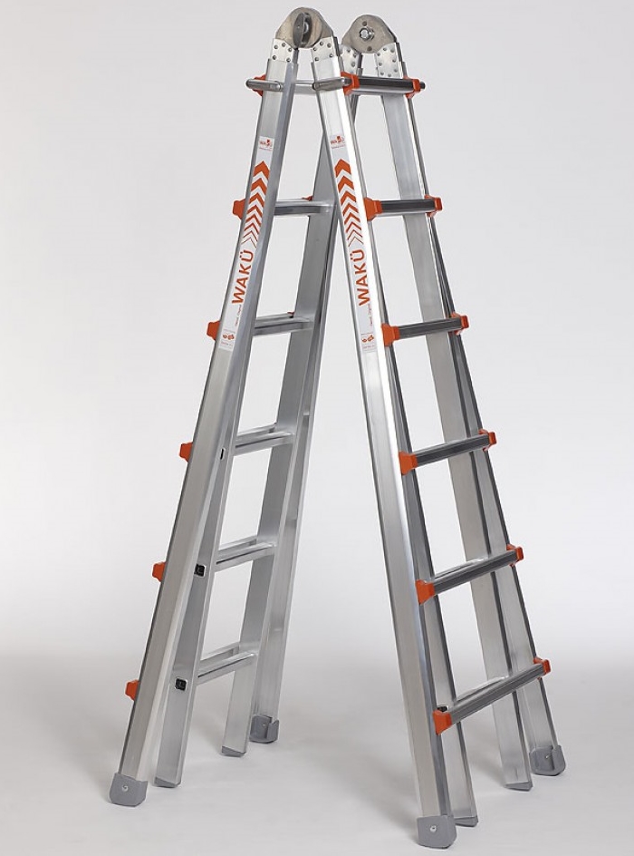 Waku Professionele telescopische vouwladder 4x6 treden Waku - 1413800103 afbeelding