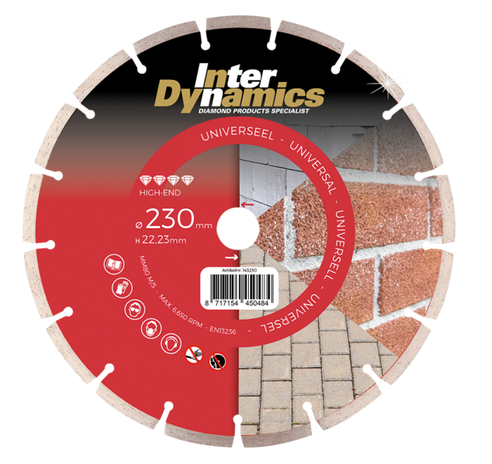 InterDynamics Universeel High-End diamantzaagblad 230mm, 22.23mm | 1 stuk - 143230