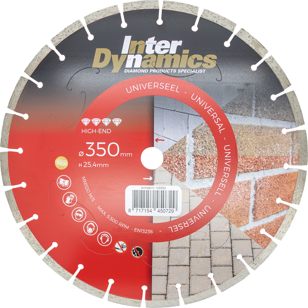 InterDynamics Universeel High-End diamantzaagblad 350mm 25.4mm | 1 stuk 143350