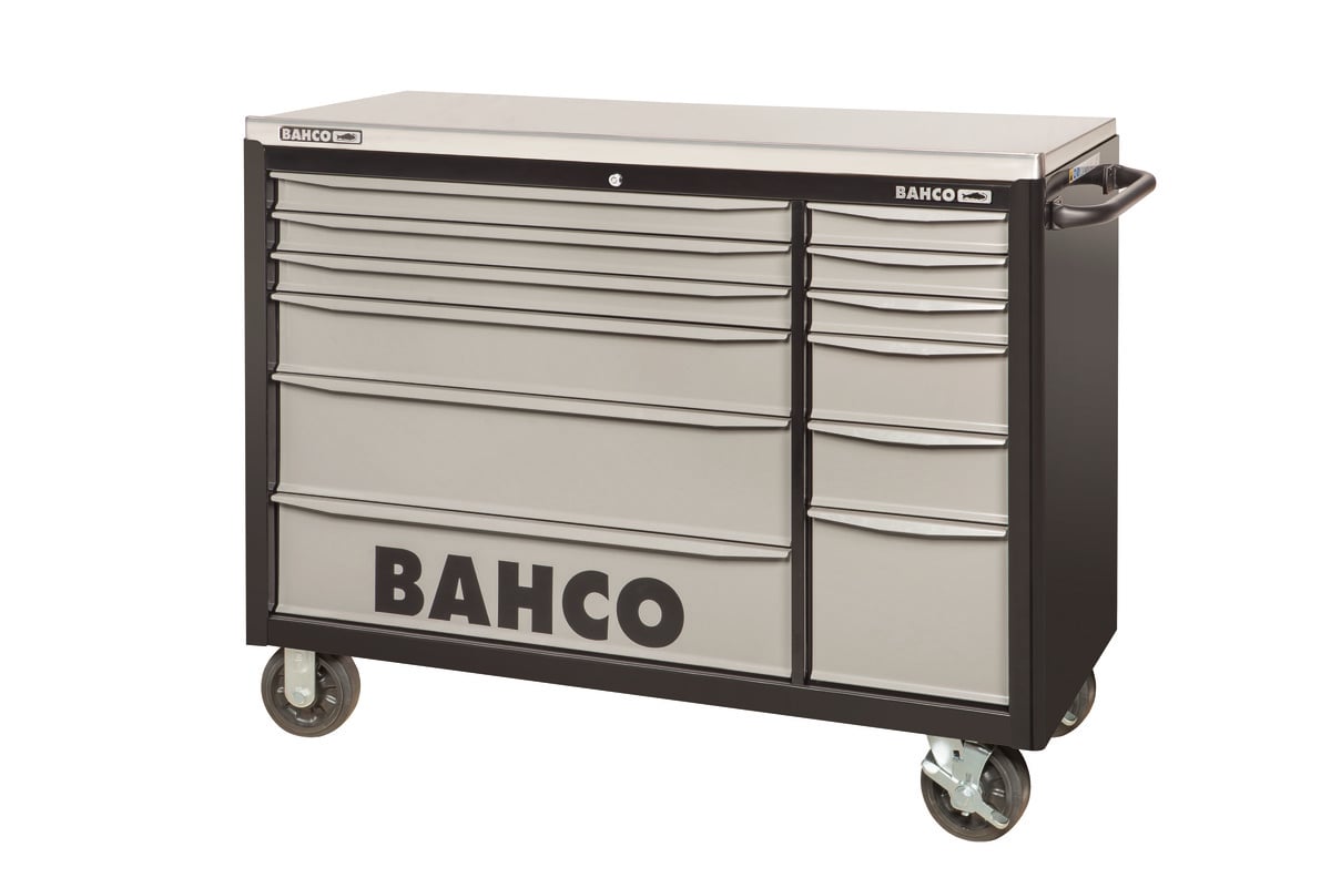 Bahco Gereedschapswagen &apos;classic&apos; C75 53" met 12 lades | extra breed | zwart-grijs | 1016 mm x 501 mm x 1440 mm 1471KXXL12BKTSS