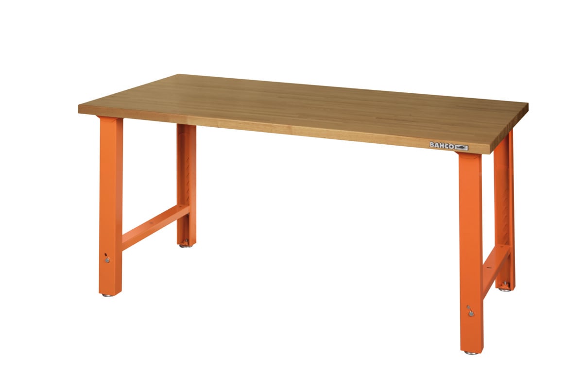 Bahco Werkbank | heavy-duty | met MDF werkblad | 4 poten | in hoogte verstelbaar | oranje | 1500 mm x 750 mm x 1030 mm - 1495WBAH15TD