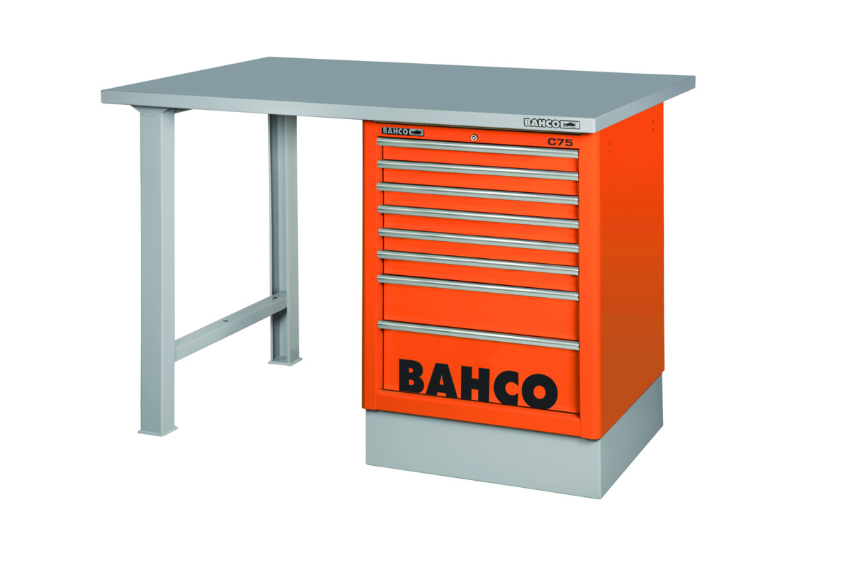 Bahco Werkbank | heavy-duty | met stalen werkblad | ladeblok | 6 lades | 2 poten | zwart | 1500 mm x 750 mm x 1030 mm 1495K6CBKWB15TS