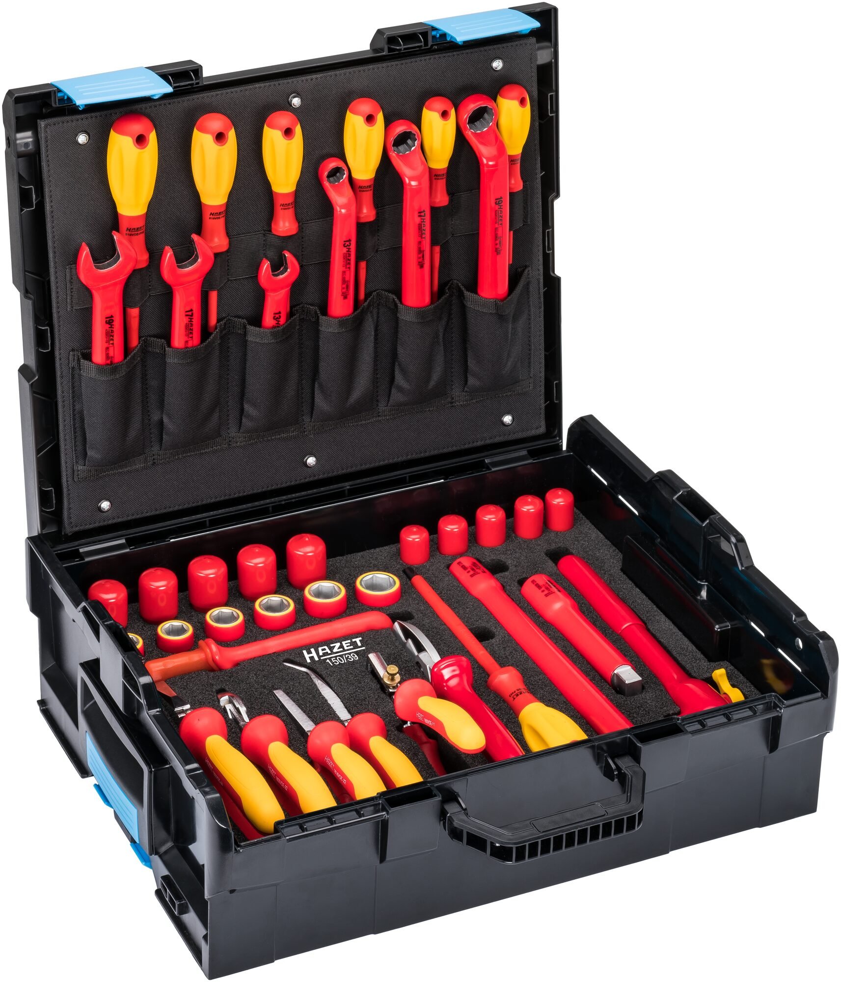 HAZET Gereedschapset | geïsoleerd 150/39 | 1/2 inch (12,5 mm) vierkant hol | Buiten-zeskant-tractieprofiel, Buitentwaalfkant profiel | 39-delig |
