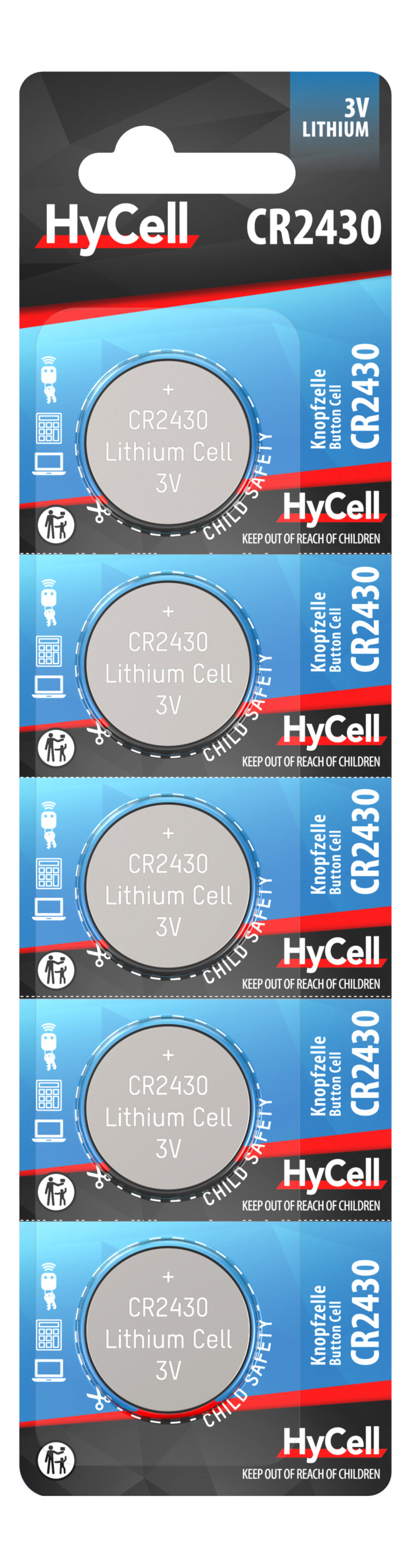 CR2430 Knoopcel Lithium 3 V 300 mAh HyCell 5 stuks