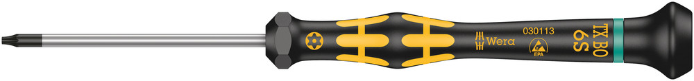Wera 1567 TORX® BO ESD Kraftform Micro Schroevendraaier met Boring, TX 6 BO x 60 mm - 05030113001