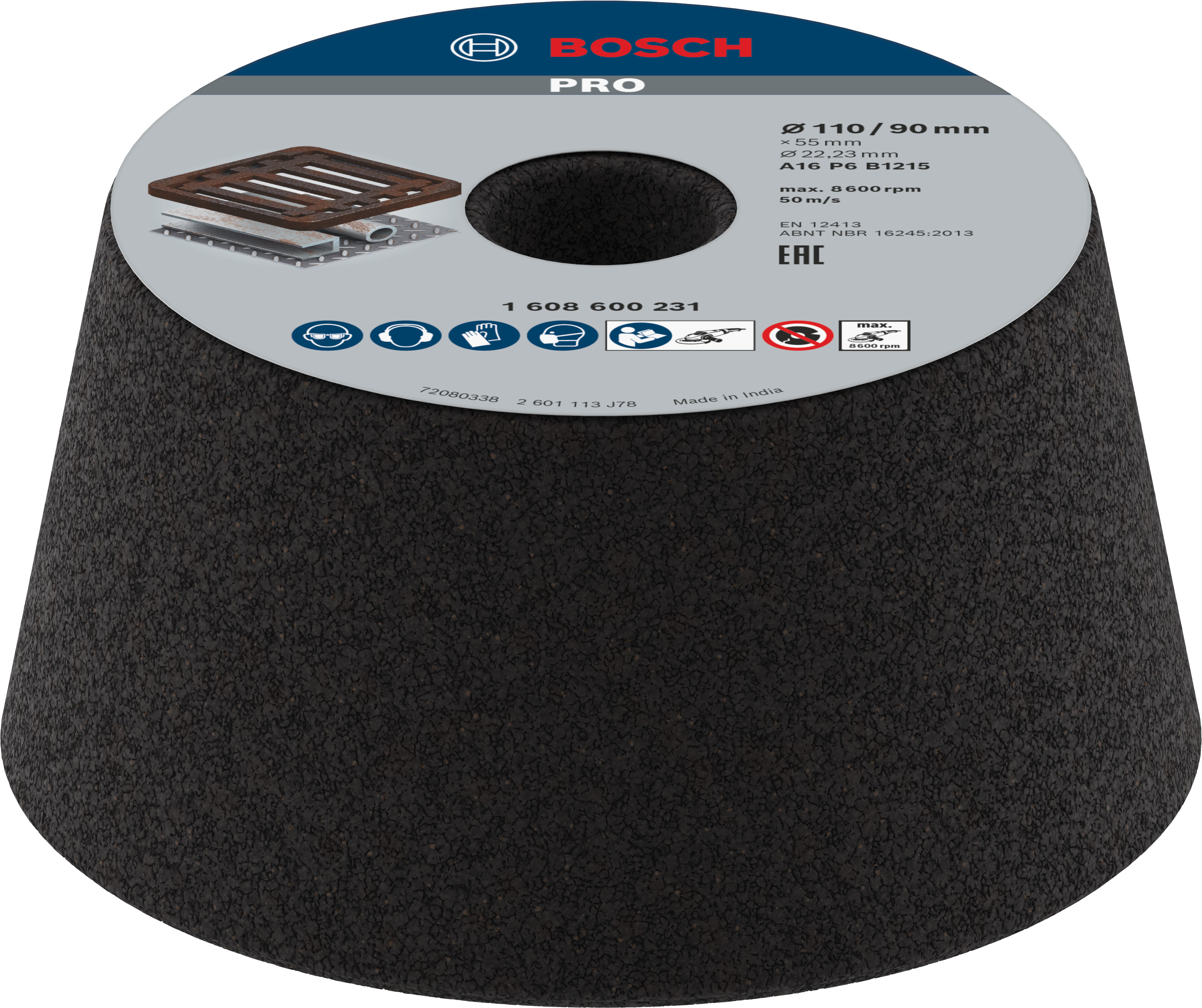 Bosch Accessoires Schuurkom, conisch - metaal/gietijzer 90 mm, 110 mm, 55 mm, 16 1st - 1608600231
