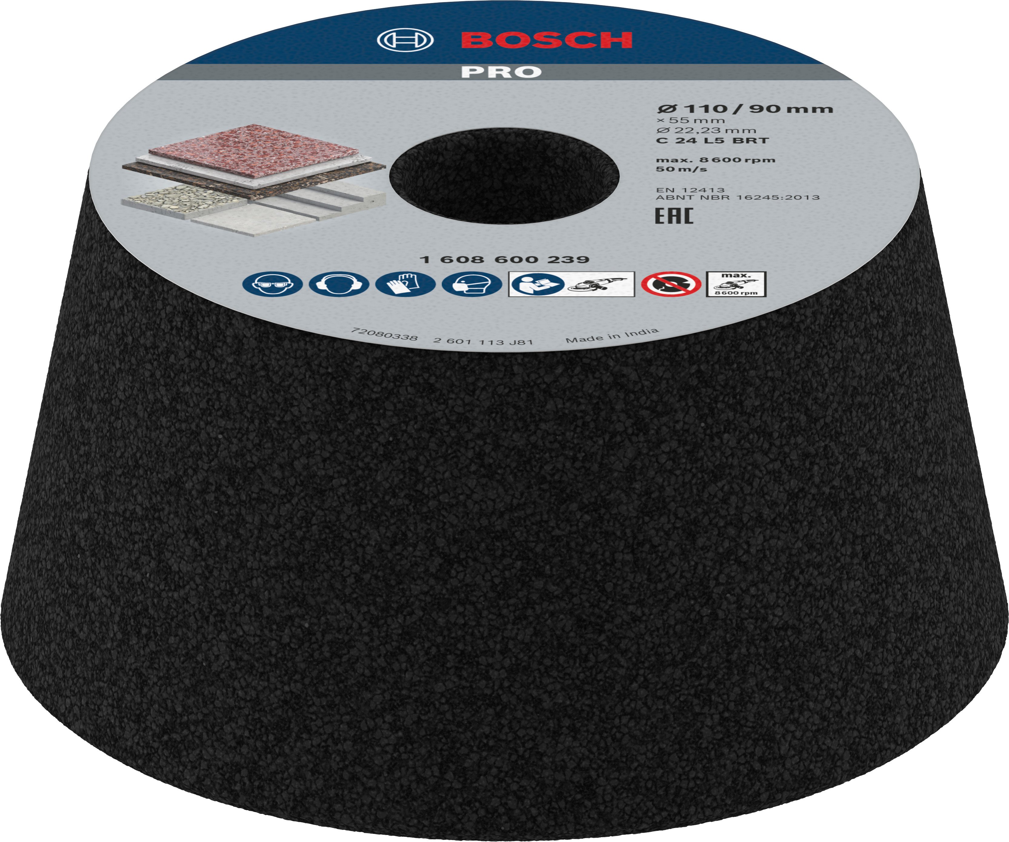 Bosch Accessoires Schuurkom, conisch - steen/beton 90 mm, 110 mm, 55 mm, 24 1st - 1608600239