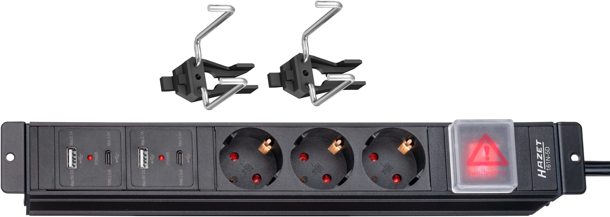 HAZET Stekkerdoos 161N-5D · L x B x H: 325 mm x 56 mm x 45 mm