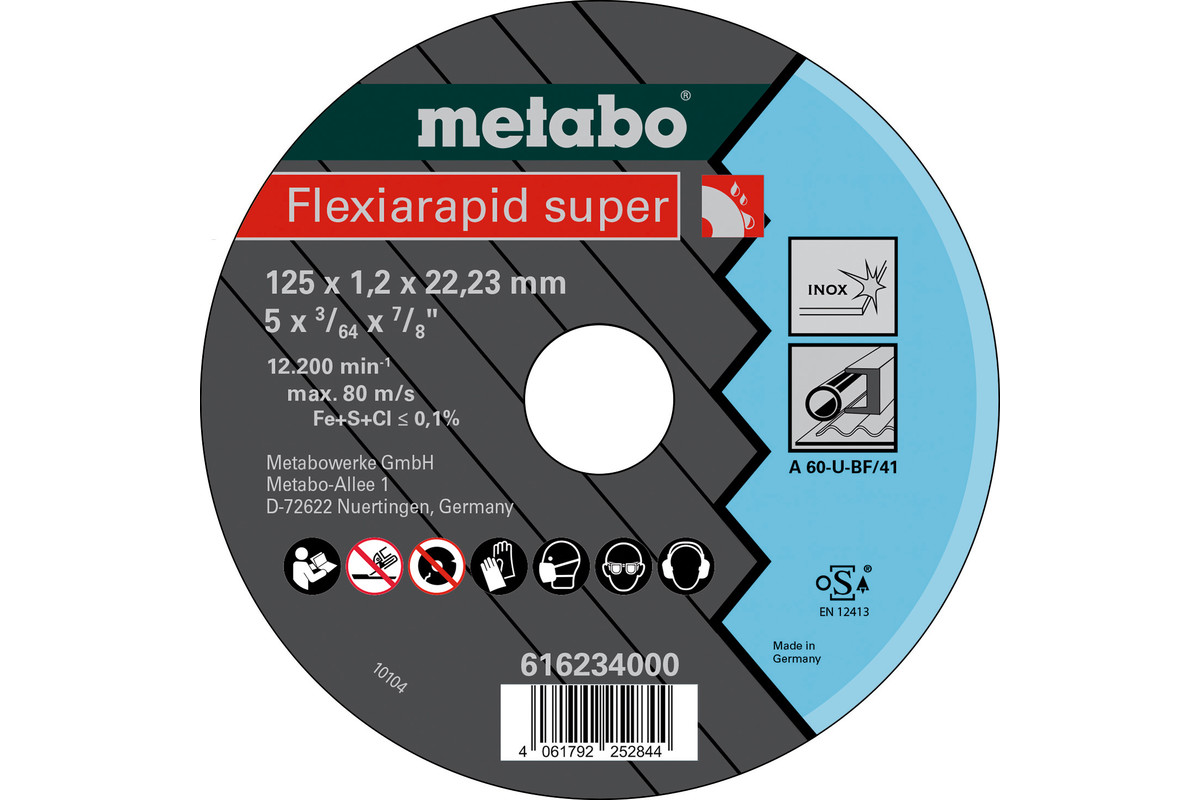 Metabo Accessoires Doorslijpschijf Ø 125x1 2x22 23 Inox TF41 Flexiarapid Super 616234000