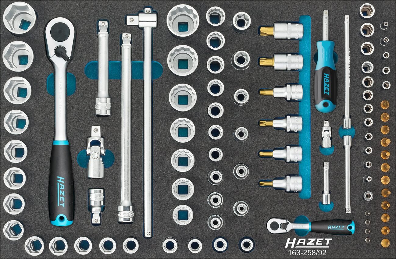 HAZET Dopsleutelset 163-258/92 - 92-delig - 1 x 5,5 - 3 … 32 - E4 - E20 - PH1 - PH2 - T6 - T60