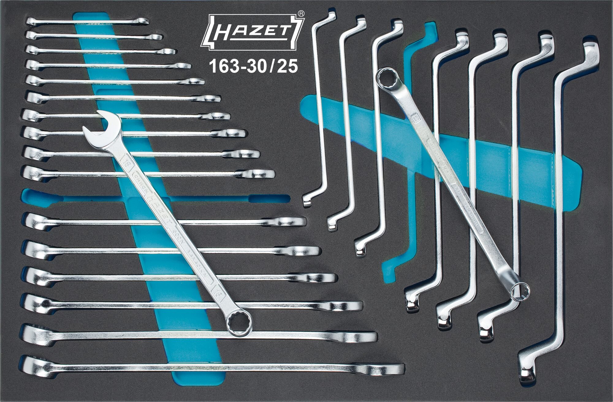 HAZET Ring-steeksleutel- / dubbele ringsleutelset 163-30/25 - Buitentwaalfkant profiel, Buitentwaalfkant tractieprofiel - 25-delig - 6 - 24