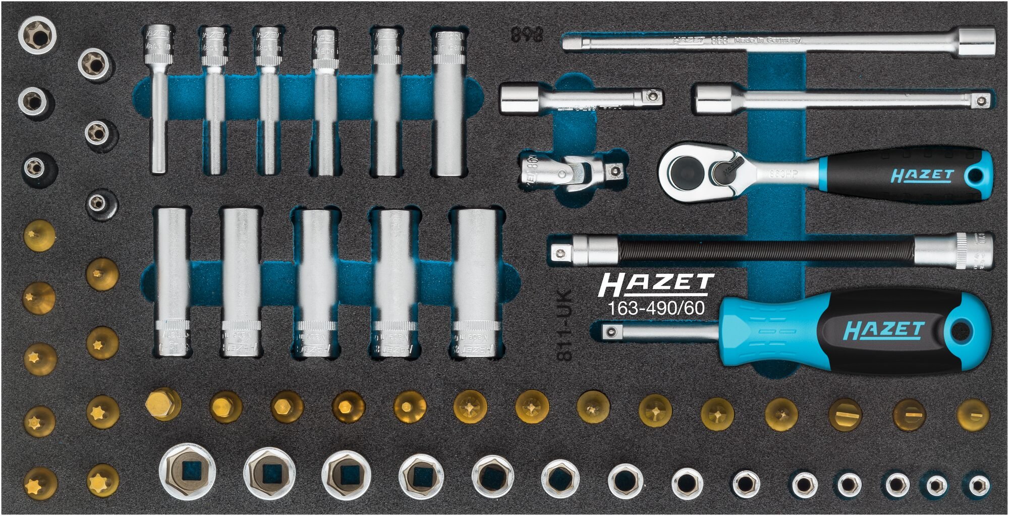 HAZET Dopsleutelset | 1/4 inch (6,3 mm) vierkant hol | Buiten-TORX®-profiel, Buiten-zeskant-tractieprofiel, Binnen-TORX®-profiel,