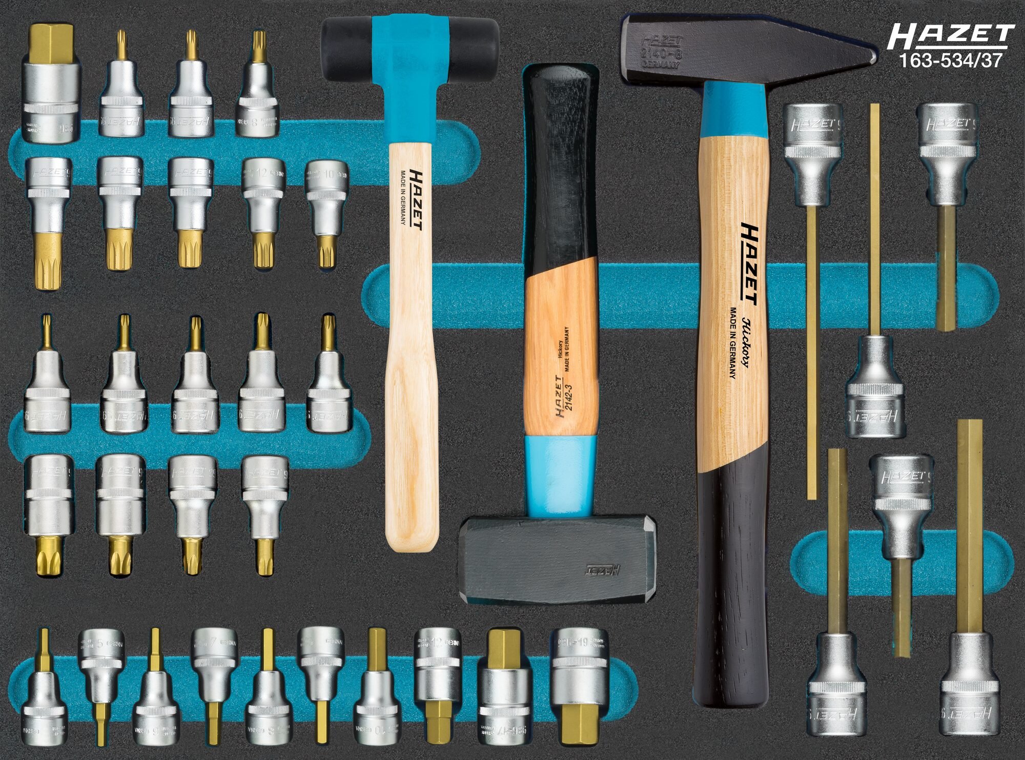 HAZET Dopsleutelbitset 163-534/37 - 37-delig - 4 - 22 - M5 - M18 - T20- T60