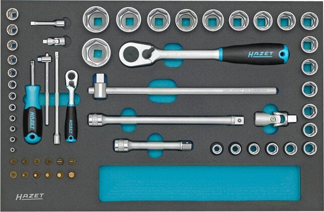 HAZET Dopsleutelset | 1/2 inch (12,5 mm) vierkant hol, 1/4 inch (6,3 mm) vierkant hol | Binnen-zeskant-profiel, Sleufprofiel, Kruiskop profiel PH |