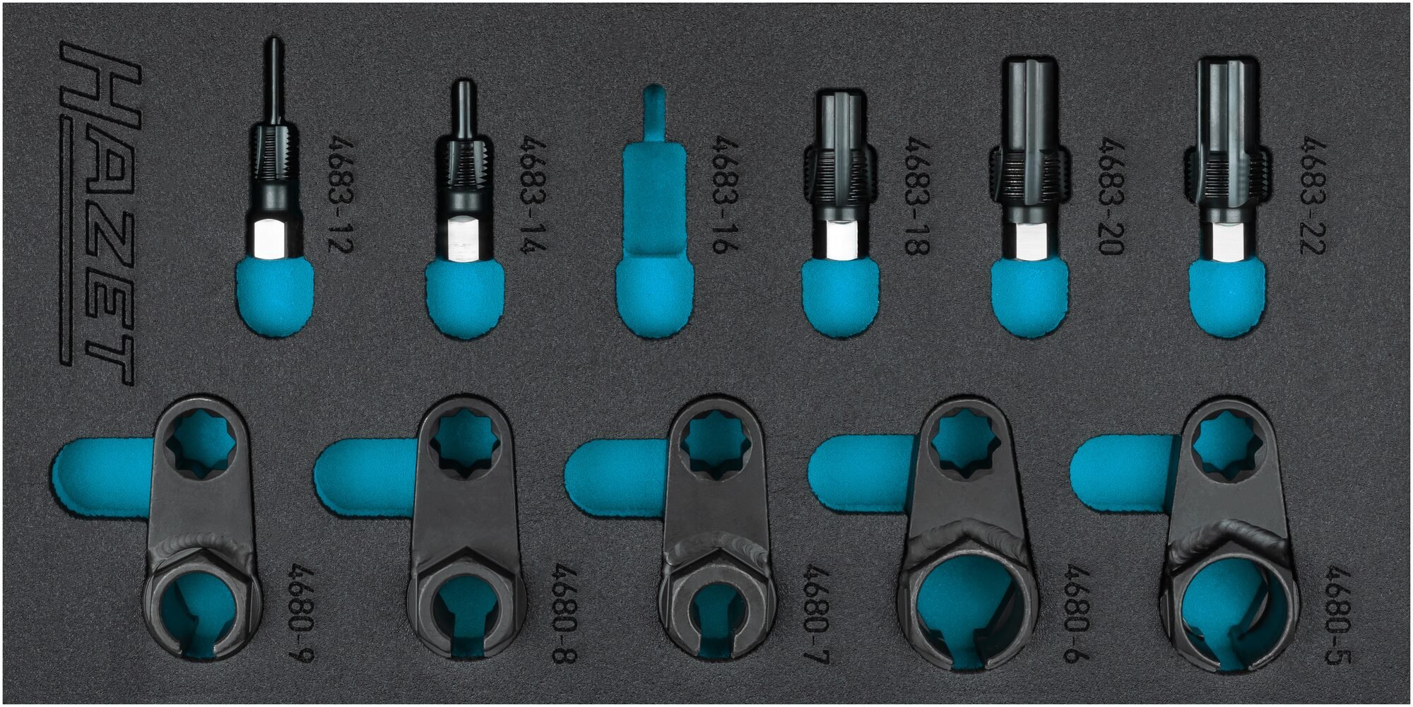 HAZET Gereedschapset voor uitlaatgassensor 163-611/10 · 10-delig · 22 · 24 · 14 · 17 · 19