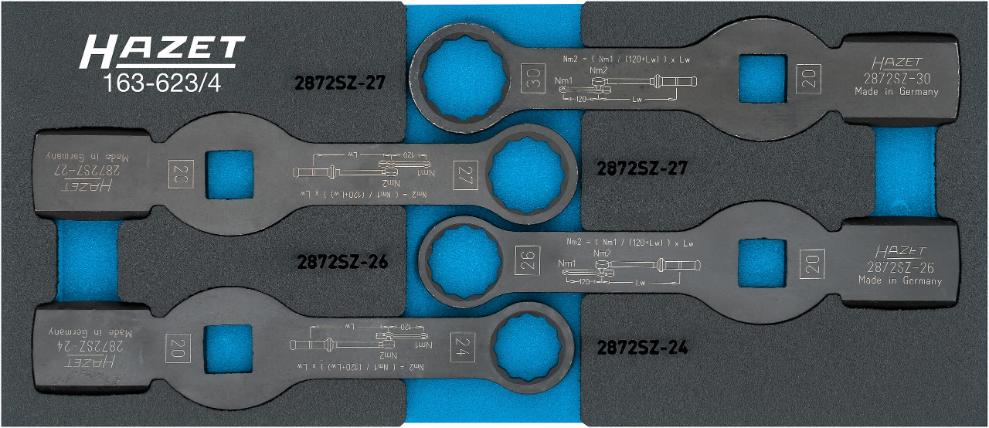 HAZET Ring-slagsleutelset - 4-delig in inleg - 163-623/4