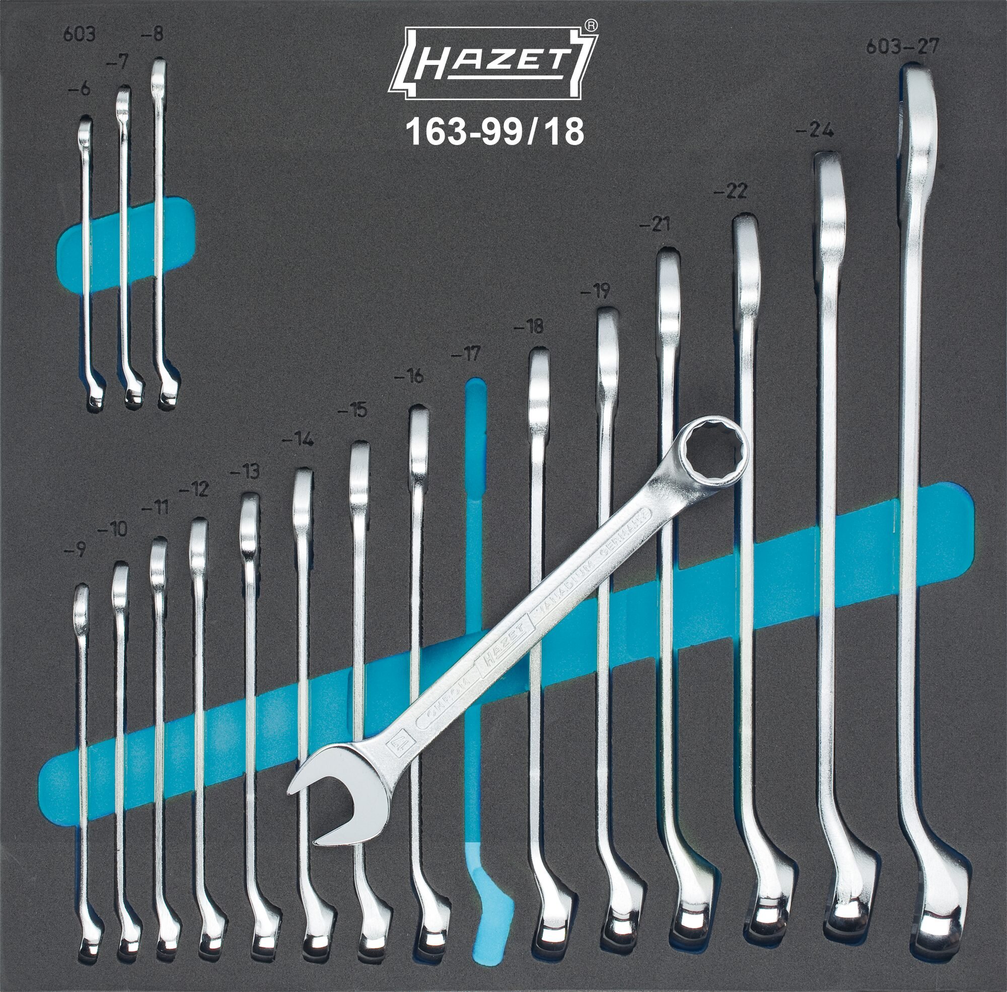 HAZET Ring-steeksleutelset 163-99/18 - Buitentwaalfkant tractieprofiel - 18-delig - 6 - 27