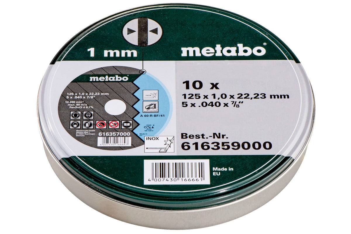 Metabo Accessoires Doorslijpschijven Novaparid Inox Ø230x1 9x22 23 (10 st. in blikje) 616369000