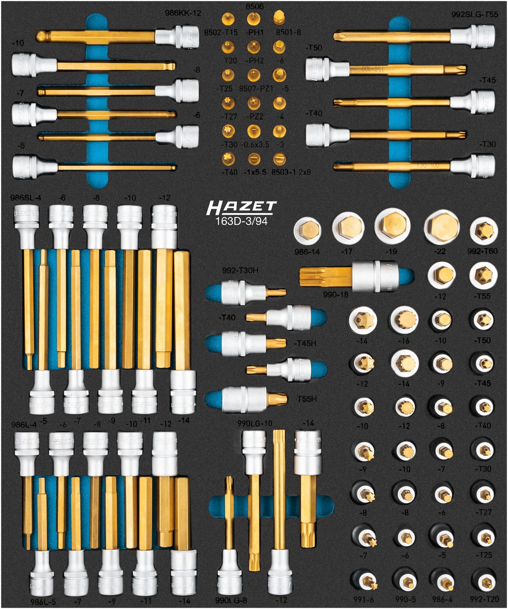 HAZET Dopsleutelbitset 163D-3/94 - 94-delig - 3 - 10 - M5 - M18 - PH1 - PH2 - PZ1 - PZ2 - T15 - T60