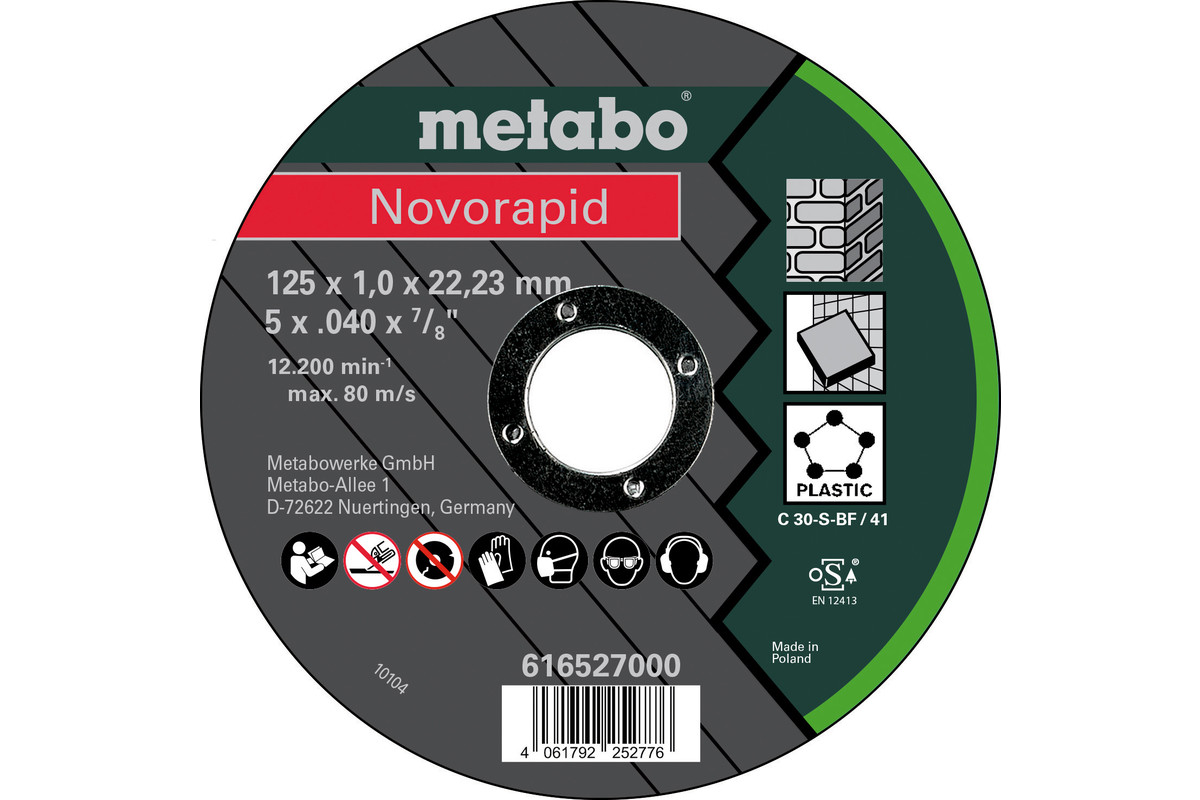 Metabo Accessoires Doorslijpschijf Ø 125x1 2x22 23 Inox TF 41 Flexiarapid 616527000