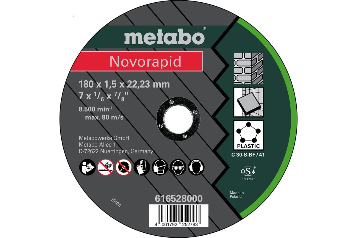 Metabo Accessoires Doorslijpschijf Ø 115x1 2x22 23 Inox TF41 Flexiarapid Super 616528000