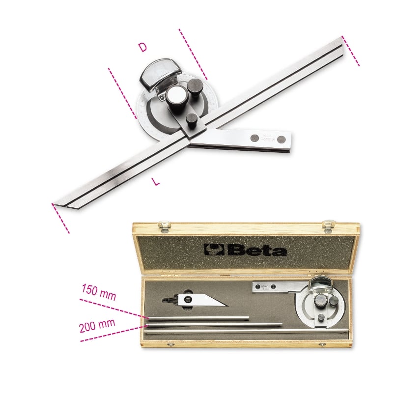 Beta Precisie hoekmeter vervaardigd uit roestvast staal 1678/C3 - 016780030