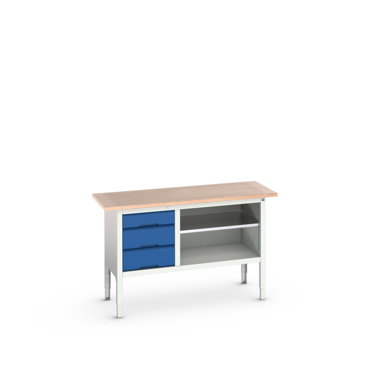 Bott Verso Verstelbare Werkbank | 1500x600x830-930mm | 3 Laden | 1 Schap | Multiplex | RAL 5010 - 16923012.11