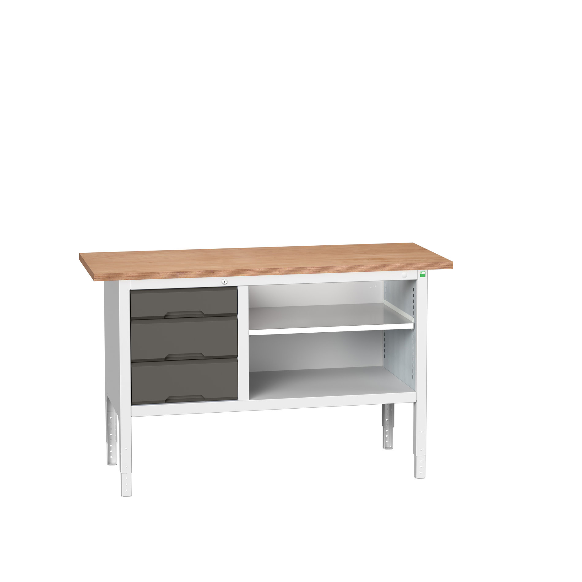 Bott Verso Verstelbare Werkbank | 1500x600x830-930mm | 3 Laden | 1 Schap | Multiplex | RAL 7016 - 16923012.19