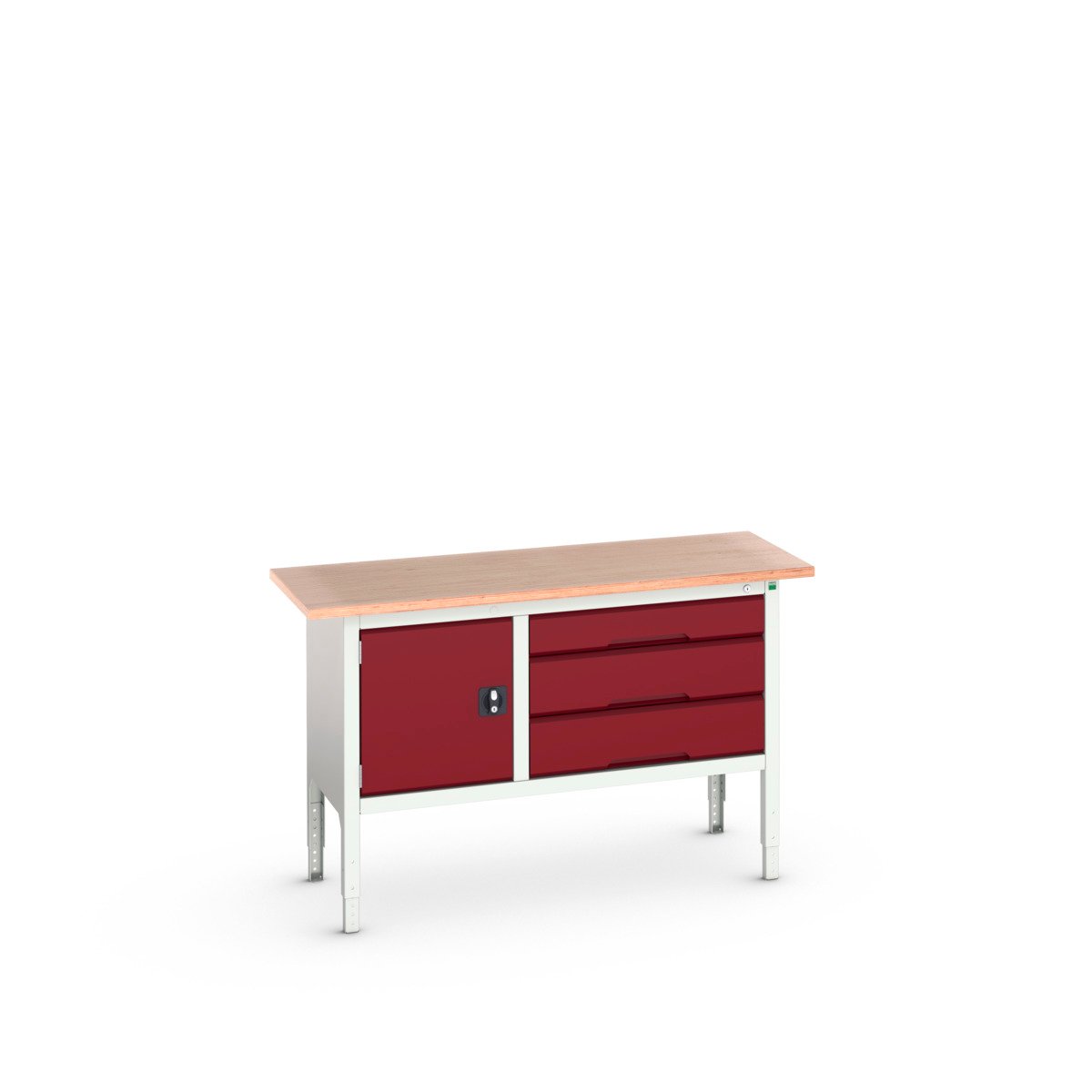 Bott Verso Verstelbare Werkbank | 1500x600x830-930mm | 3 Laden | 1 Deur | Multiplex | RAL 3004 - 16923014.24