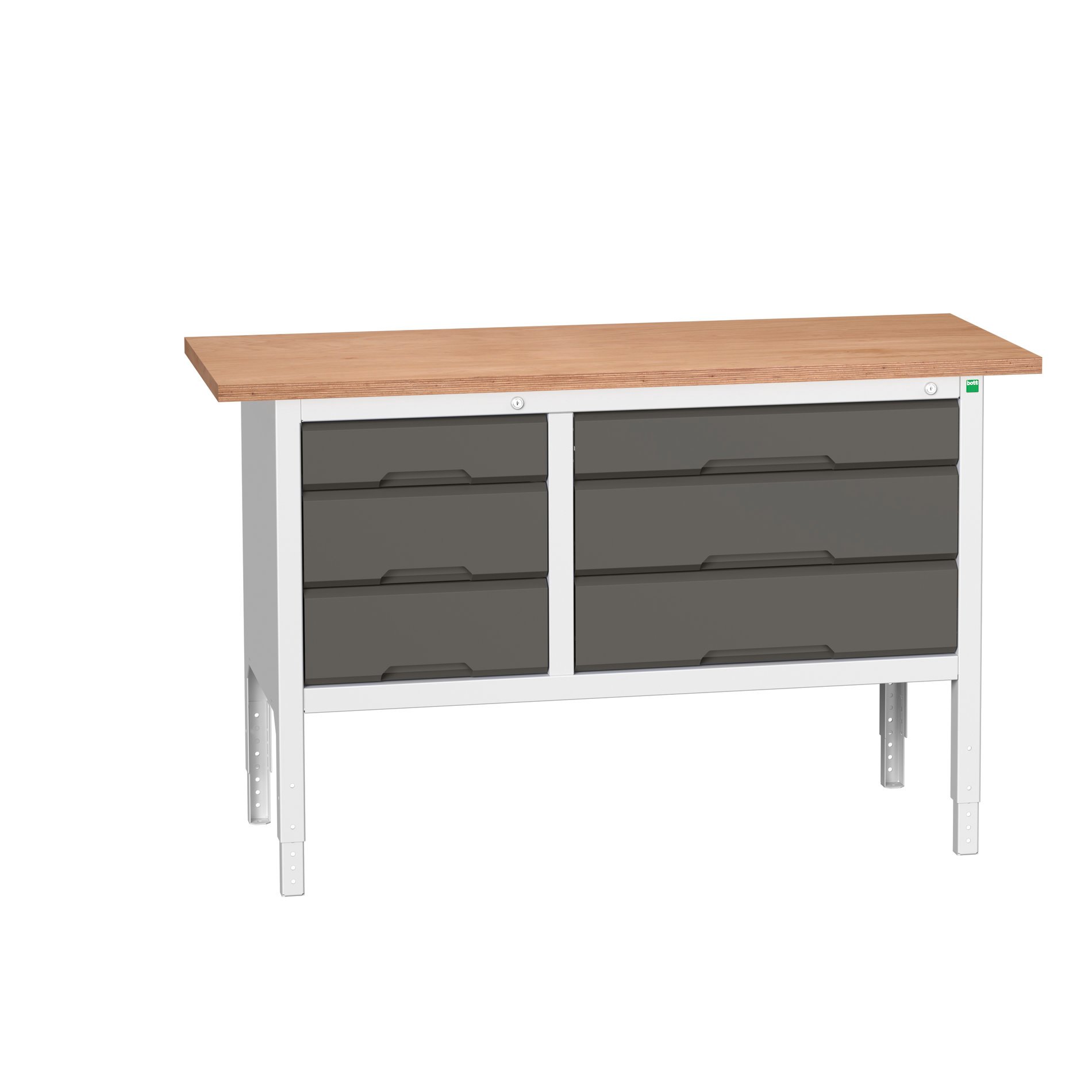 Bott Verso Verstelbare Werkbank | 1500x600x830-930mm | 6 Laden | Multiplex | RAL 7016 - 16923015.19