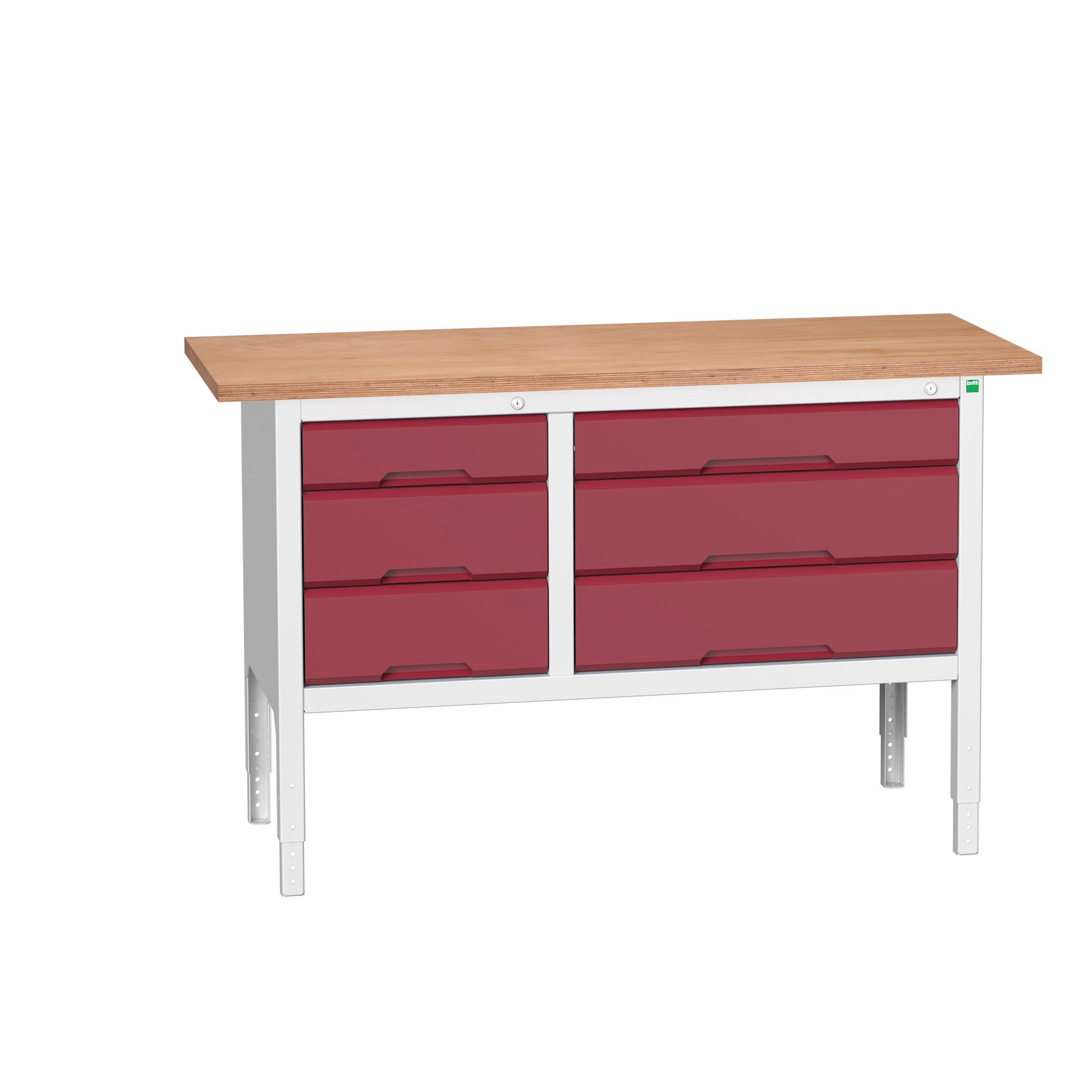 Bott Verso Verstelbare Werkbank | 1500x600x830-930mm | 6 Laden | Multiplex | RAL 3004 - 16923015.24