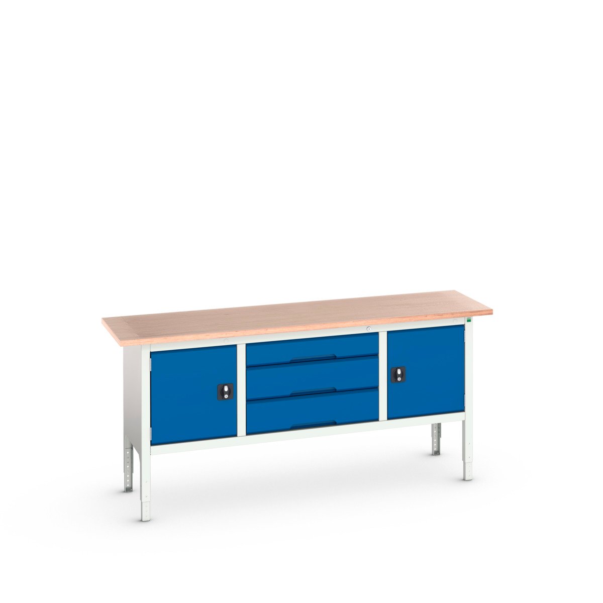 Bott Verso Werkbank | 2000x600x830-930mm | 2 Deuren | 3 Lades | Multiplex | RAL 5011 - 16923032.11