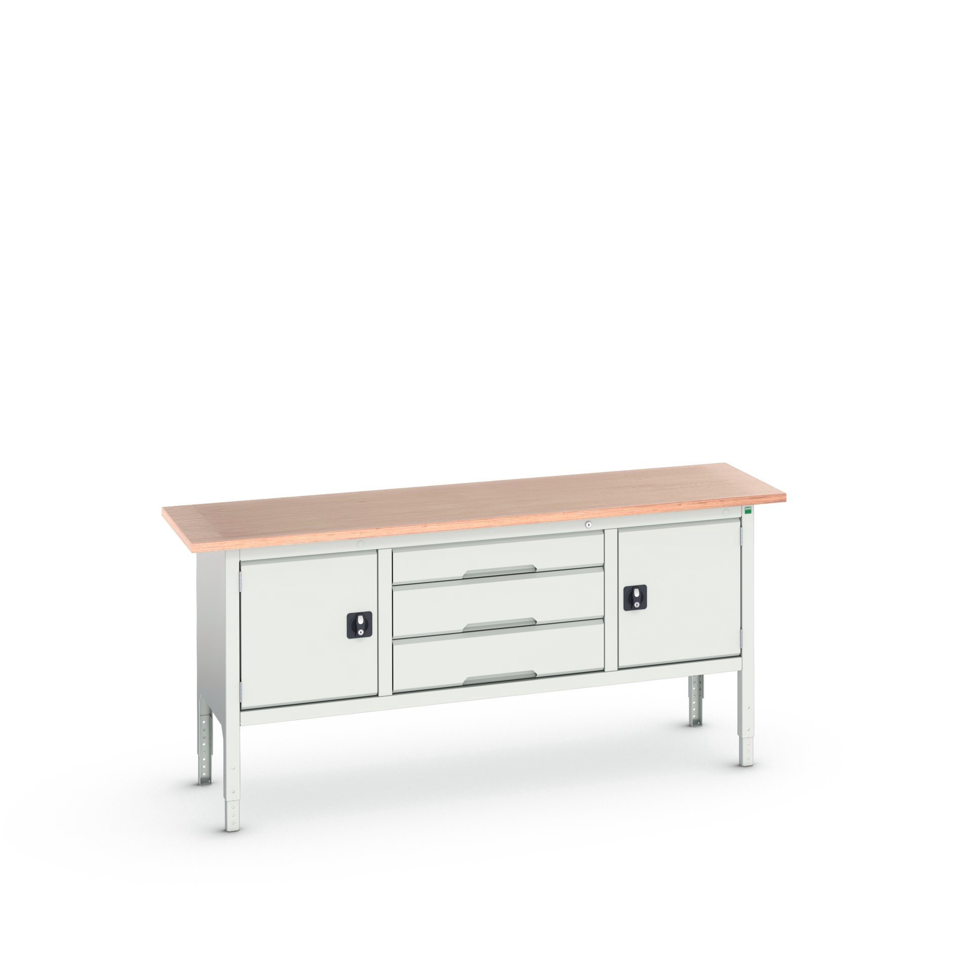 Bott Verso Verstelbare Werkbank | 2000x600x830-930mm | Multiplex | 2 Deuren | 3 Laden | RAL 7035 - 16923032.16