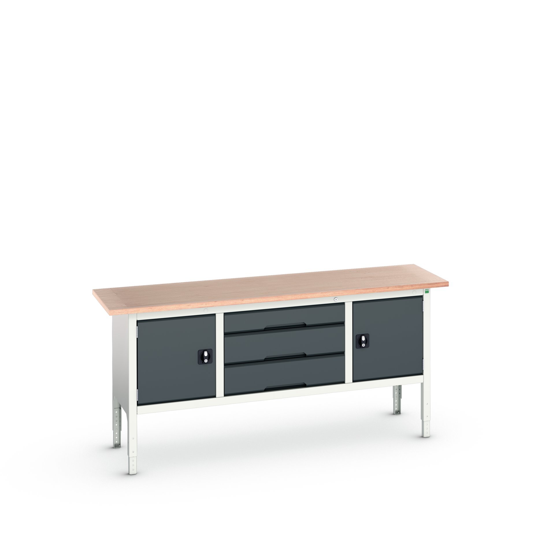Bott Verso Verstelbare Werkbank | 2000x600x830-930mm | Multiplex | 2 Deuren | 3 Laden | RAL 7016 - 16923032.19