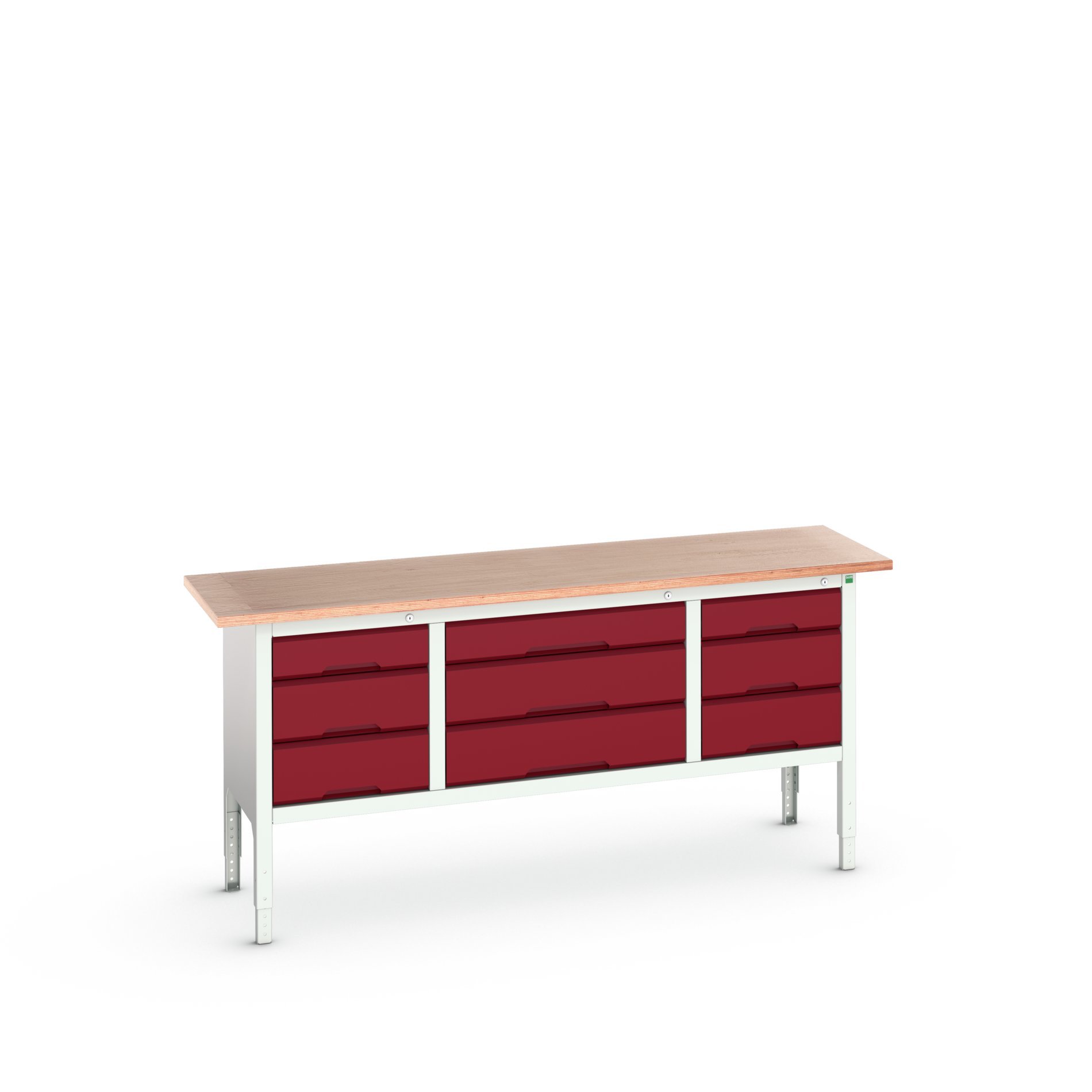 Bott Verso Verstelbare Werkbank | 2000x600x830-930mm | Multiplex | 9 Laden | RAL 3004 - 16923033.24