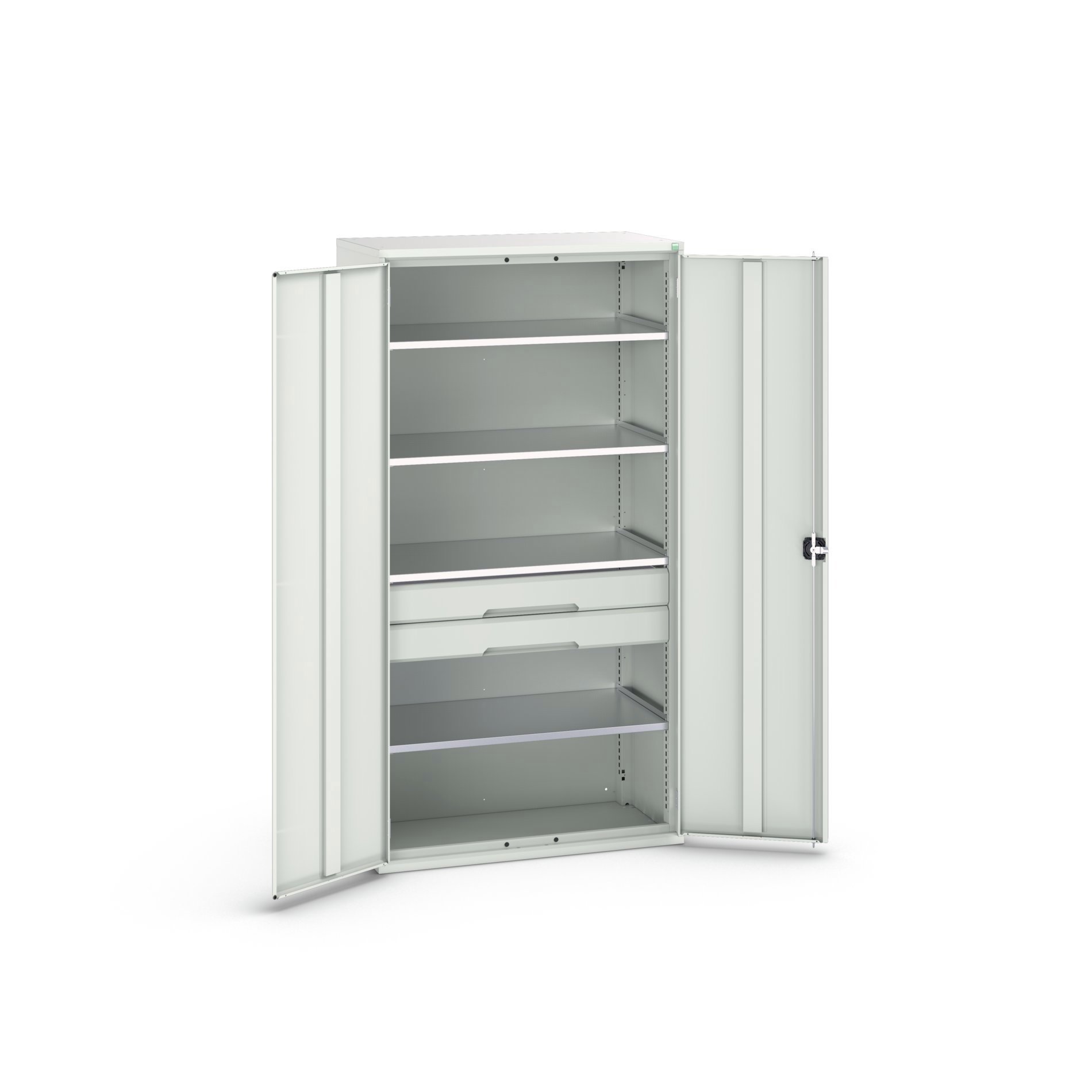 Bott Verso Systeemkast | 1050x550x2000mm | 4 Legborden | 2 Lades | 1 Perfo Achterwand | RAL 7035 - 16926574.16