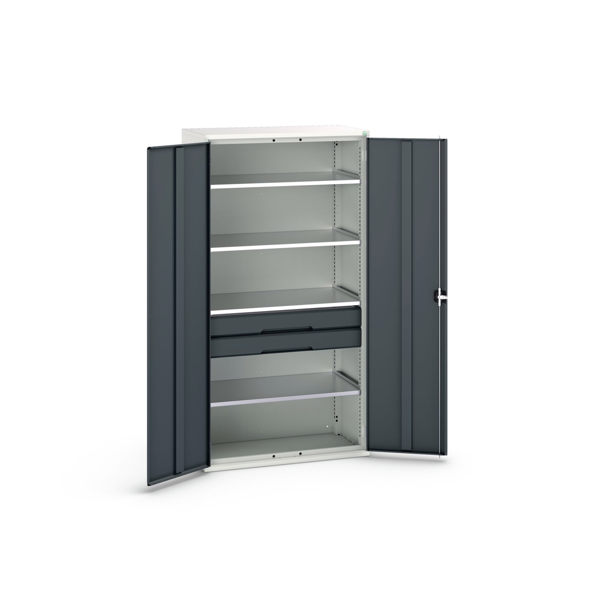 Bott Verso Systeemkast | 1050x550x2000mm | 4 Legborden | 2 Lades | 1 Perfo Achterwand | RAL 7016 - 16926574.19
