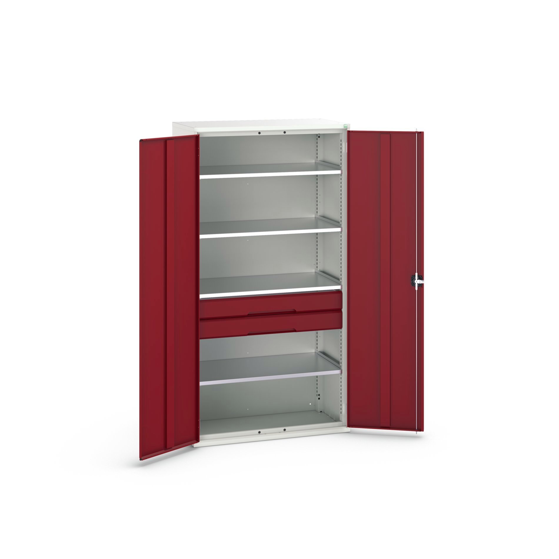 Bott Verso Systeemkast | 1050x550x2000mm | 4 Legborden | 2 Lades | 1 Perfo Achterwand | RAL 3004 - 16926574.24