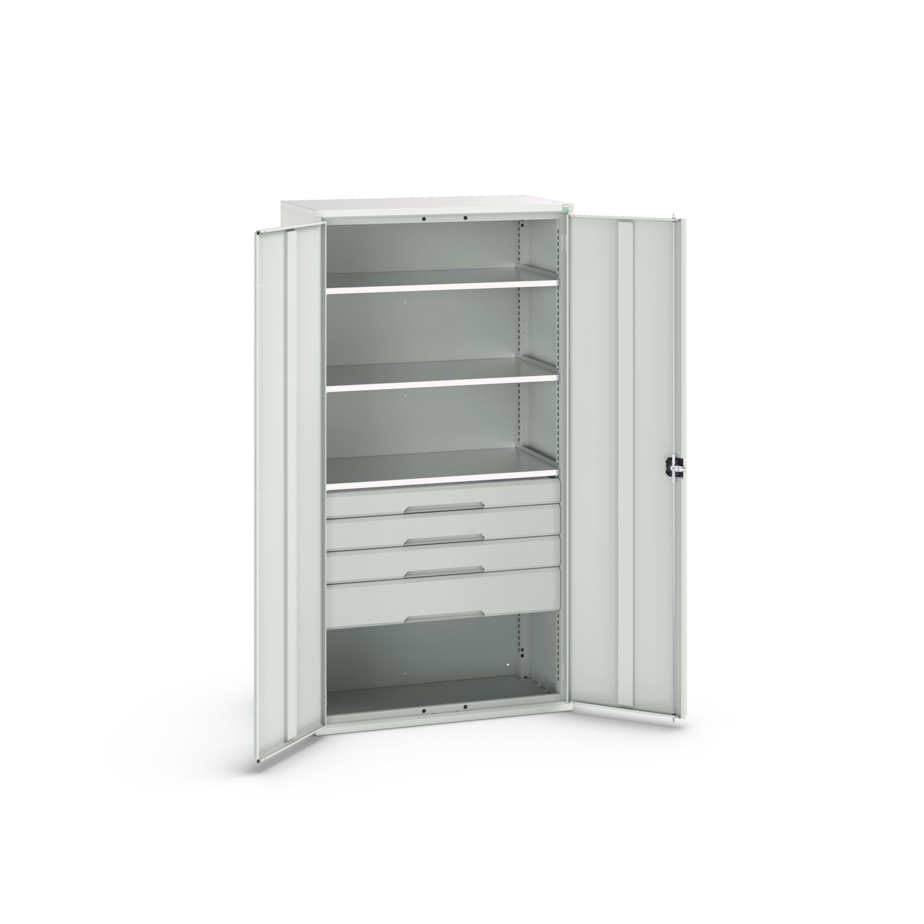 Bott Verso Systeemkast | 1050x550x2000mm | 3 Legborden | 4 Lades | 1 Perfo Achterwand | RAL 7035 - 16926576.16