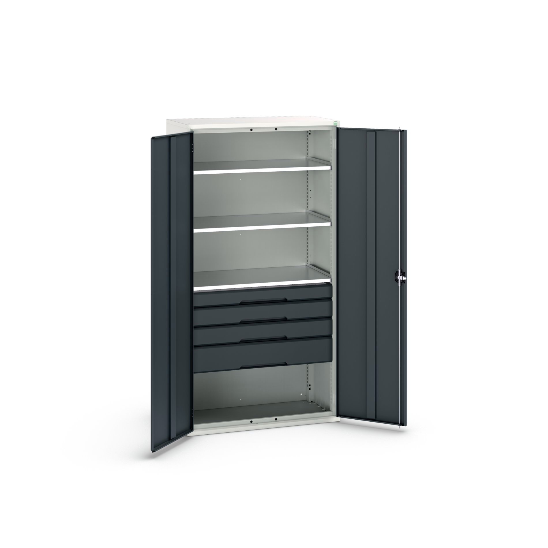Bott Verso Systeemkast | 1050x550x2000mm | 3 Legborden | 4 Lades | 1 Perfo Achterwand | RAL 7016 - 16926576.19