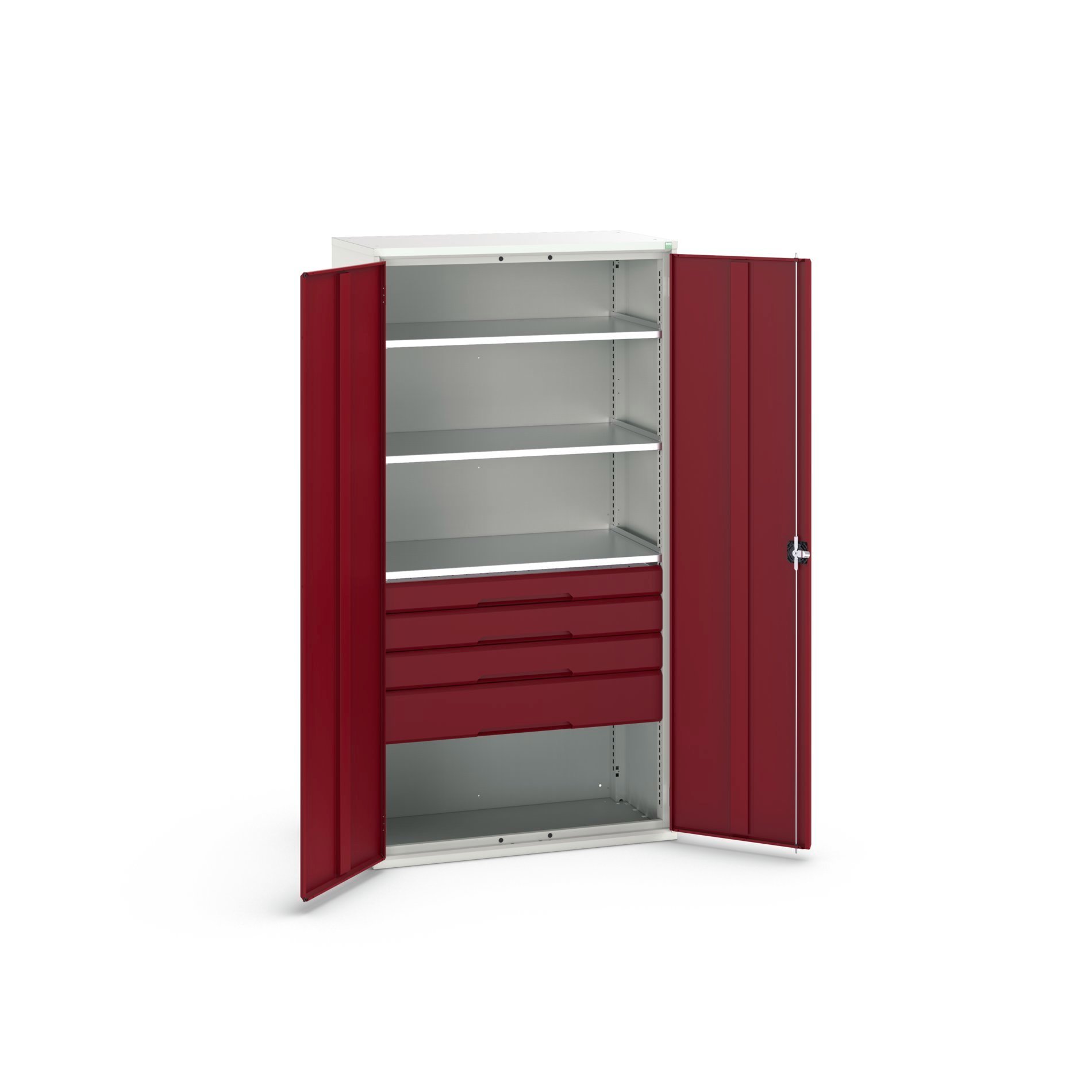 Bott Verso Systeemkast | 1050x550x2000mm | 3 Legborden | 4 Lades | 1 Perfo Achterwand | RAL 3004 - 16926576.24