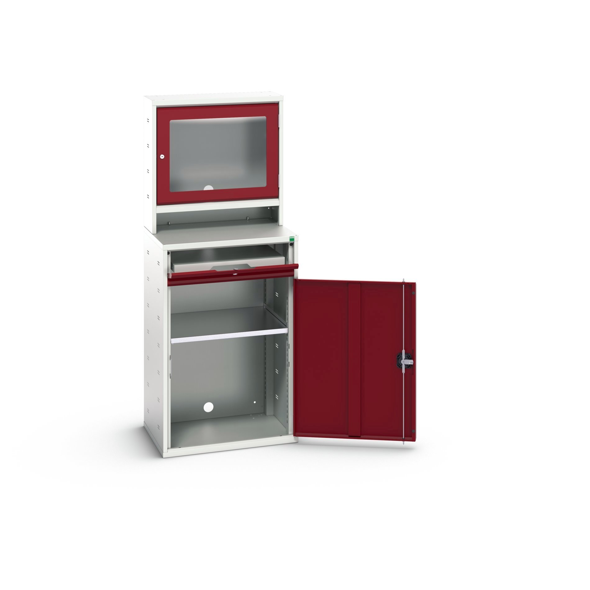 Bott Verso Computerkast | 650x550x1650mm | 1 Legbord | 1 Schuiflade | 1 Deur | RAL 3004 - 16928001.24