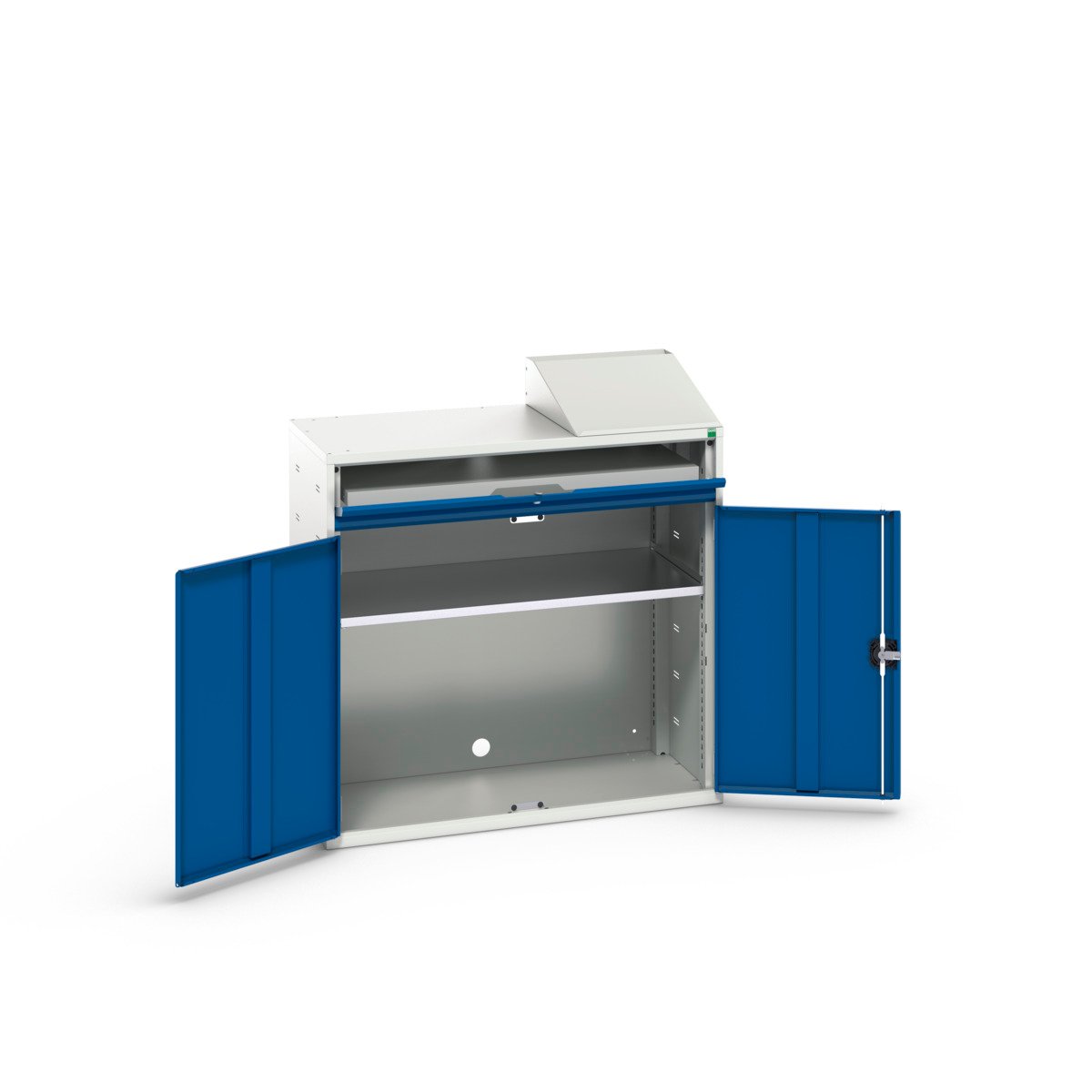 Bott Verso Computerkast | 1050x550x1130mm | 1 Legbord | 1 Schuiflade | 2 Deuren | RAL 5010 - 16928021.11