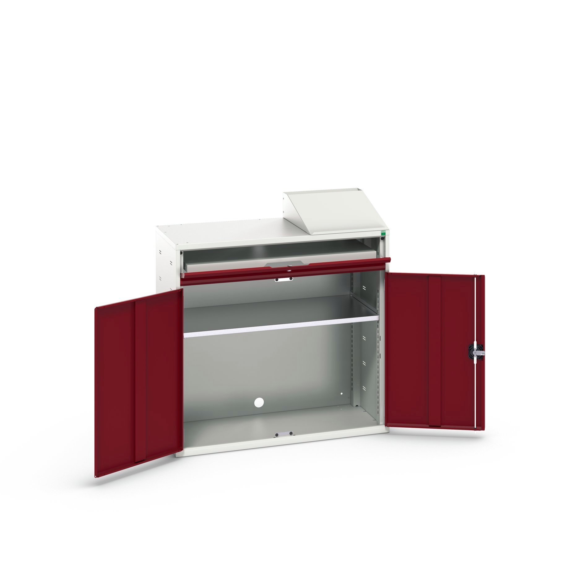 Bott Verso Computerkast | 1050x550x1130mm | 1 Legbord | 1 Schuiflade | 2 Deuren | RAL 3004 - 16928021.24