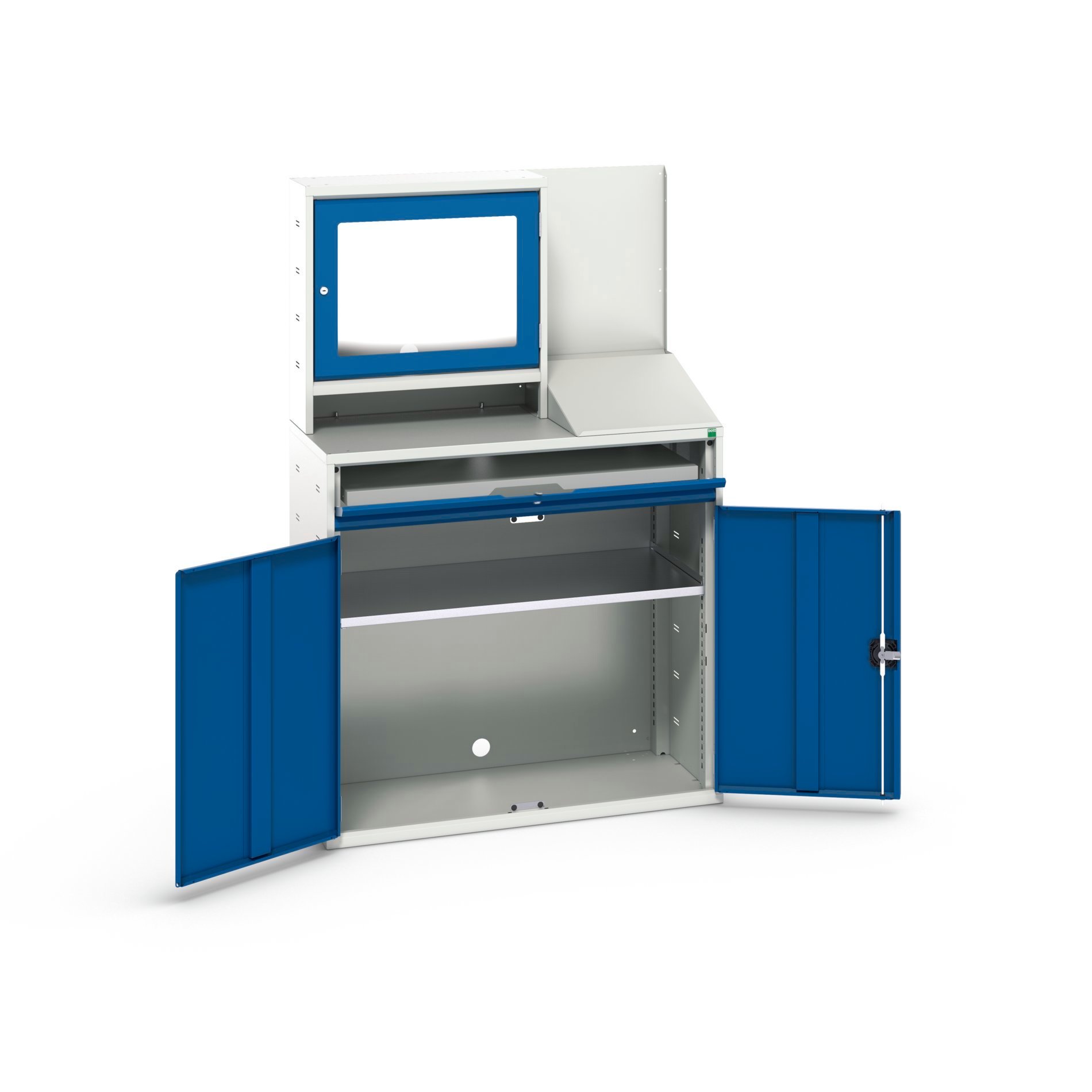 Bott Verso Computerkast | 1050x550x1650mm | 1 Legbord | 1 Schuiflade | 2 Deuren | RAL 3004 - 16928022.11